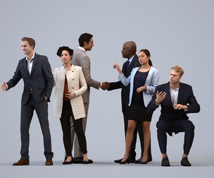 Basics_0533 - Business A set containing 5 models of male and female adults standing in business