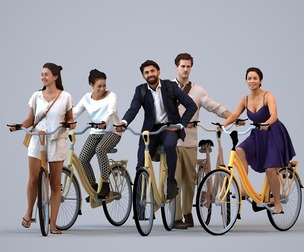 Basics_0534 - Cycling A set containing 5 models of male and female adults in casual attire in