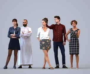 Basics_0537 - Standing A set containing 5 models of male and female adults standing in public
