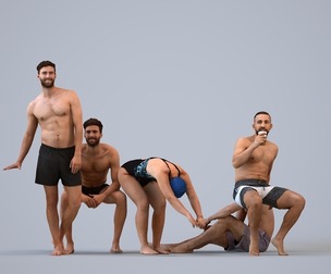 Basics_0540 - Pool A set containing 5 models of male and female adults standing at the pool or