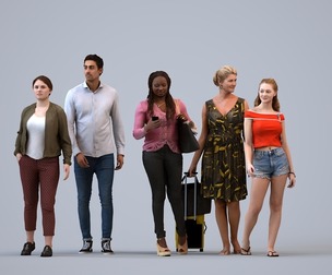 Basics_0542 - Walking A set containing 5 models of male and female adults walking in casual attire