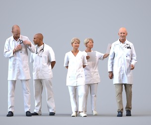Basics_0544 - Medical A set containing 5 models of male and female seniors standing working in the