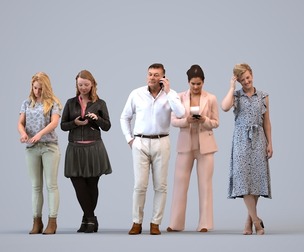Basics_0545 - Standing A set containing 5 models of male and female adults standing in casual