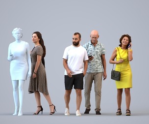 Basics_0548 - Walking A set containing 5 models of male and female adults walking in casual attire