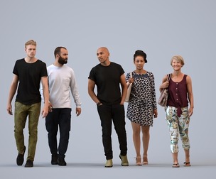 Basics_0551 - Walking A set containing 5 models of male and female adults walking in casual attire