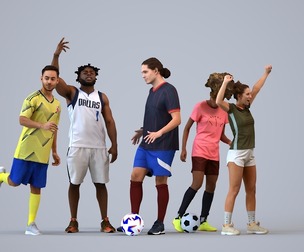 Basics_0555 - Sport A set containing 5 models of male and female adults standing in sport attire