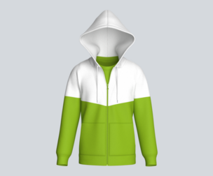 Men Green And White Color Block Full-Zip Hoodie | Marvelous / Clo3d / obj / fbx