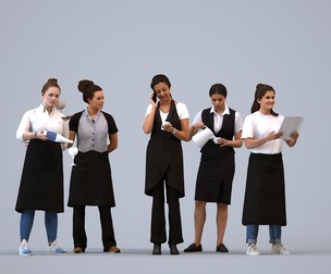 Basics_0069 - Hospitality A set containing 5 models of male and female adults standing working in