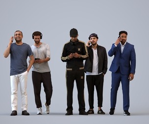 Basics_0090 - Standing A set containing 5 models of male adults standing in casual attire