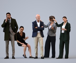 Basics_0206 - Business A set containing 5 models of male and female adults standing in business