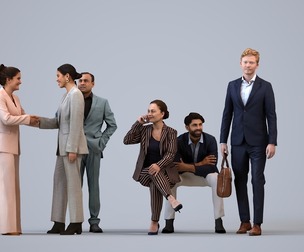 Basics_0247 - Business A set containing 5 models of male and female adults in business attire in