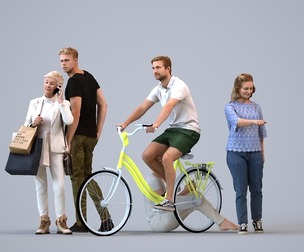 Basics_0249 - Mix A set containing 5 models of male and female adults in casual attire in public