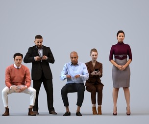 Basics_0443 - Business A set containing 5 models of male and female adults sitting in business