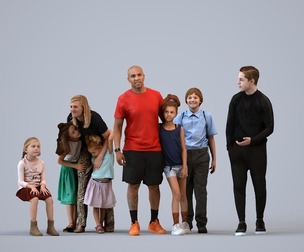 Basics_0558 - Kids A set containing 5 models of male and female teens and kids walking or sitting