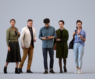 Basics_0559 - Walking A set containing 5 models of male and female adults walking in casual attire