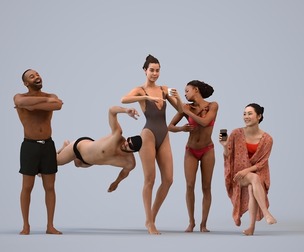 Basics_0560 - Pool A set containing 5 models of male and female adults standing standing at the