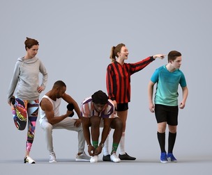 Basics_0561 - Sport A set containing 5 models of male and female adults in sport attire doing
