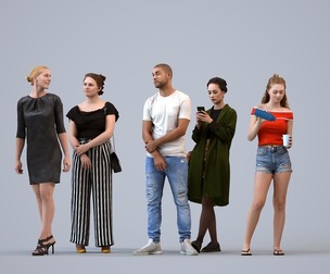 Basics_0562 - Standing A set containing 5 models of male and female adults standing in casual