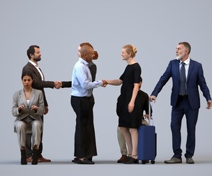 Basics_0568 - Business A set containing 5 models of male and female adults in business attire in