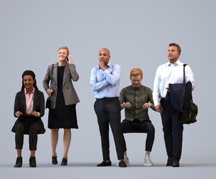 Basics_0569 - Business A set containing 5 models of male and female adults in business attire in