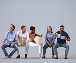 Basics_0571 - Sitting A set containing 5 models of male and female adults sitting in casual attire