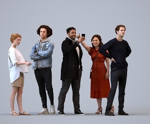 Basics_0574 - Standing A set containing 5 models of male and female adults standing in casual