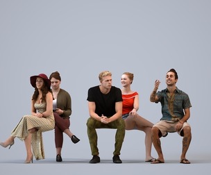 Basics_0575 - Sitting A set containing 5 models of male and female adults sitting in casual attire