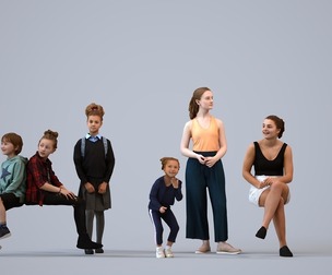 Basics_0576 - Kids A set containing 5 models of male and female teens and kids standing in casual