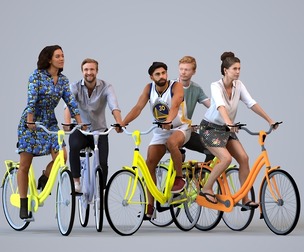 Basics_0579 - Cycling A set containing 5 models of male and female adults in casual attire in