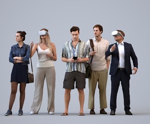 Basics_0580 - Standing A set containing 5 models of male and female adults standing in casual