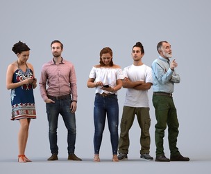 Basics_0583 - Standing A set containing 5 models of male and female adults standing in casual