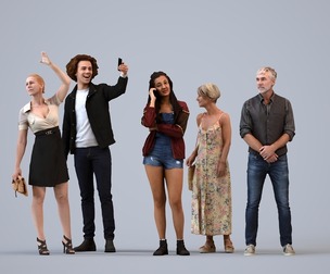 Basics_0584 - Standing A set containing 5 models of male and female adults standing in casual