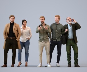 Basics_0590 - Standing A set containing 5 models of male and female adults standing in casual