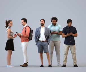 Basics_0591 - Standing A set containing 5 models of male and female adults standing in casual