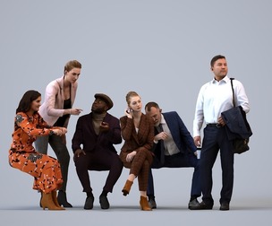 Basics_0592 - Business A set containing 5 models of male and female adults sitting in business