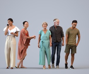 Basics_0593 - Walking A set containing 5 models of male and female adults walking in casual attire