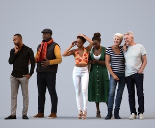 Basics_0594 - Standing A set containing 5 models of male and female adults standing in casual