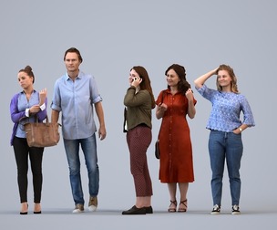 Basics_0595 - Standing A set containing 5 models of male and female adults standing in casual