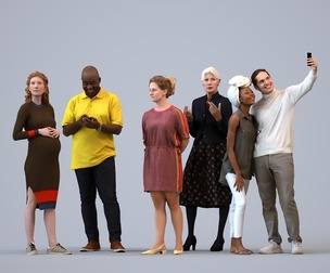 Basics_0596 - Standing A set containing 5 models of male and female adults standing in casual