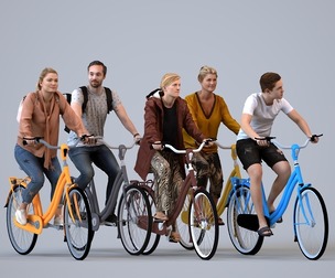 Basics_0598 - Cycling A set containing 5 models of male and female adults in casual attire in