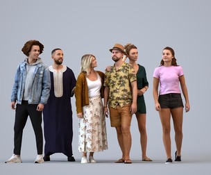 Basics_0599 - Standing A set containing 5 models of male and female adults standing in casual