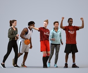 Basics_0601 - Sport A set containing 5 models of male and female adults in sport attire doing