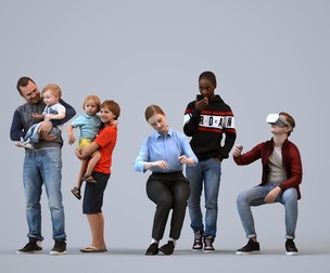 Basics_0602 - Kids A set containing 5 models of male and female teens and kids in casual attire in