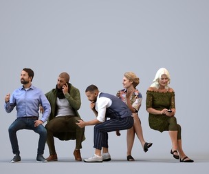 Basics_0603 - Sitting A set containing 5 models of male and female adults sitting in casual attire