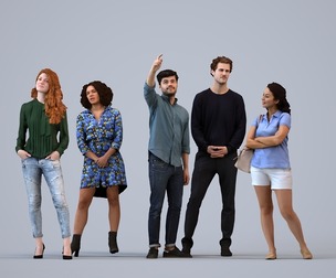 Basics_0605 - Standing A set containing 5 models of male and female adults standing in casual