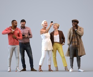 Basics_0606 - Standing A set containing 5 models of male and female adults standing in casual
