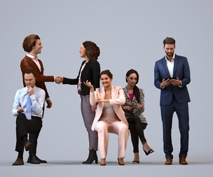 Basics_0607 - Business A set containing 5 models of male and female adults sitting in business