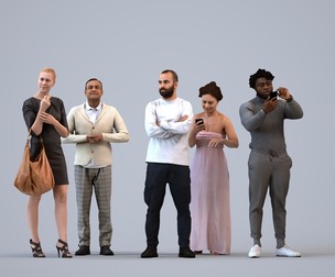 Basics_0608 - Standing A set containing 5 models of male and female adults standing in casual