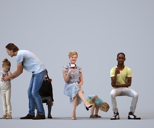 Basics_0609 - Kids A set containing 5 models of male and female kids, teens and a parent in casual