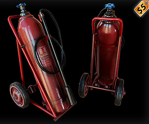 Wheeled Fire Extinguisher - Game Ready